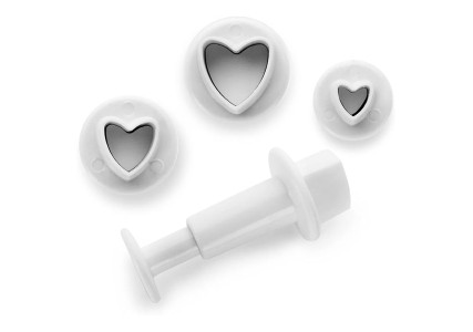 Découpoir mini coeur avec poussoir (x3)