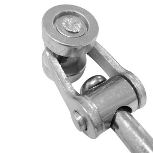 Crochet &agrave; carcasse pivotant et articul&eacute; en inox sur roulement pour rail d'abattoir en U