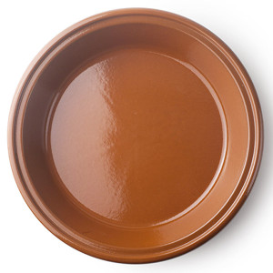 Plat &agrave; tajine en terre cuite &eacute;maill&eacute;e marron