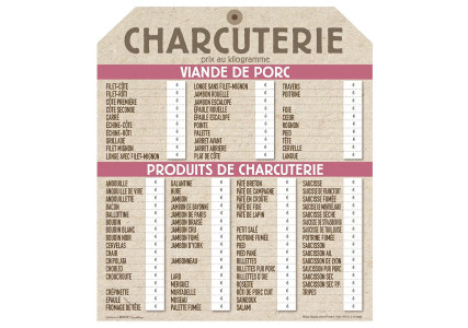 Panneau prix pour la charcuterie - Campagne