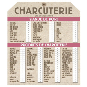 Panneau prix pour la charcuterie - Campagne