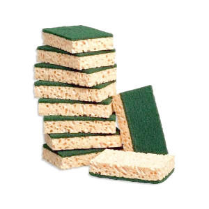 Eponge avec tampon &agrave; r&eacute;curer vert (x10)