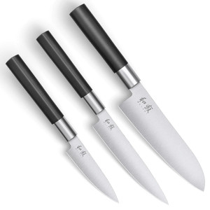 Coffret 3 couteaux de cuisine japonais Wasabi Black - Ka&iuml;