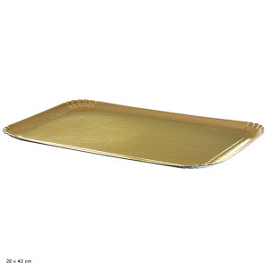 Plateau traiteur carton rectangulaire 2 faces or / argent (x25)