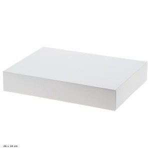 Boite p&acirc;tissi&egrave;re lunch box blanche pour plateau traiteur - H 6 cm