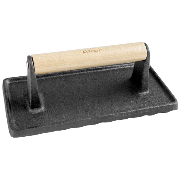 Smasher &agrave; viande rectangulaire en fonte rainur&eacute;e