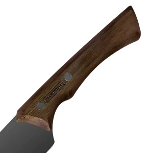 Couteau &agrave; viande droit manche bois lame noire Black Churrasco - Tramontina