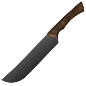 Couteau &agrave; viande droit manche bois lame noire Black Churrasco - Tramontina