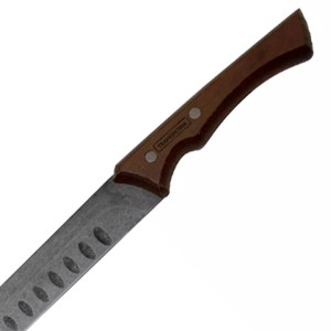 Couteau &agrave; jambon alv&eacute;ol&eacute; manche bois lame noire Black Churrasco - Tramontina