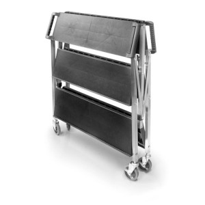 Chariot de service pliable en inox et polypropyl&egrave;ne 3 niveaux