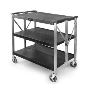 Chariot de service pliable en inox et polypropyl&egrave;ne 3 niveaux
