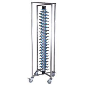 Chariot roulant porte assiettes garnies en inox - 84 assiettes