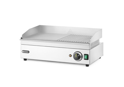 Plancha grill électrique acier trempé 1/2 lisse et 1/2 rainurée 2400W Kitchen Line - Hendi