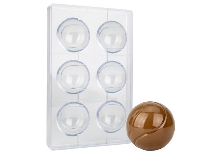 Moule à chocolat copolyester 6 demi balles de tennis - Martellato