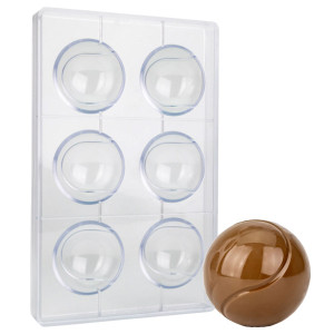 Moule &agrave; chocolat copolyester 6 demi balles de tennis - Martellato