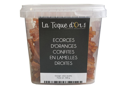 Ecorces d'oranges confites en lamelles droites