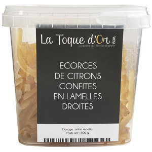 Ecorces de citrons confites en lamelles droites