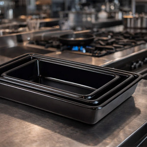 Bac alimentaire rectangulaire plat Noir - Gilac