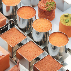 Attelage 5 mini moules cylindriques pour croissant g&eacute;om&eacute;trique
