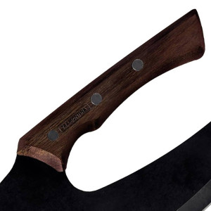Couteau &agrave; viande Viking manche bois lame noire Black Churrasco - Tramontina