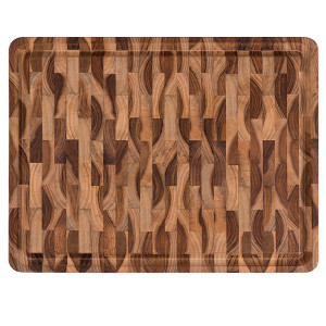 Planche &agrave; d&eacute;couper billot en bois debout de teck Churrasco - Tramontina