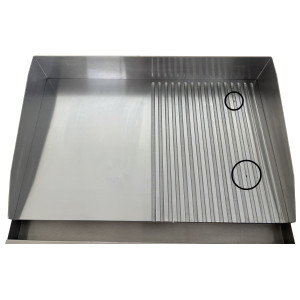 Plancha &eacute;lectrique acier chrom&eacute; 1/2 lisse 1/2 rainur&eacute;e 2400W Profil Line - Hendi - D&eacute;class&eacute;