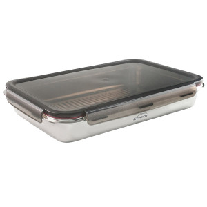 Boite de conservation rectangulaire en inox avec couvercle &eacute;tanche Ecoinox Pro