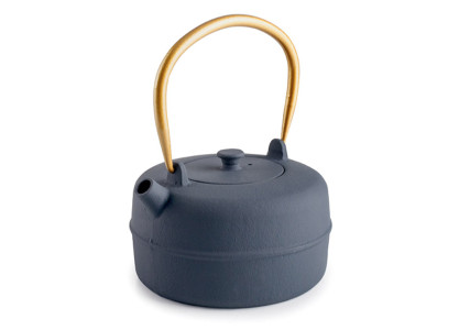 Théière fonte d'acier bleu de 0,8 L de contenance avec filtre inox amovible