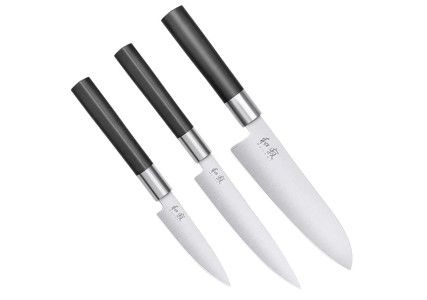 Coffret 3 couteaux de cuisine japonais Wasabi Black - Kaï