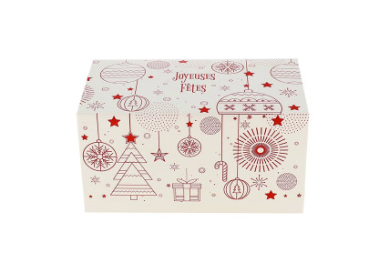 Boîte à bûche décor Rouge en Fêtes (x25) 
