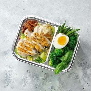 Boite de conservation rectangulaire double en inox avec couvercle &eacute;tanche Ecoinox