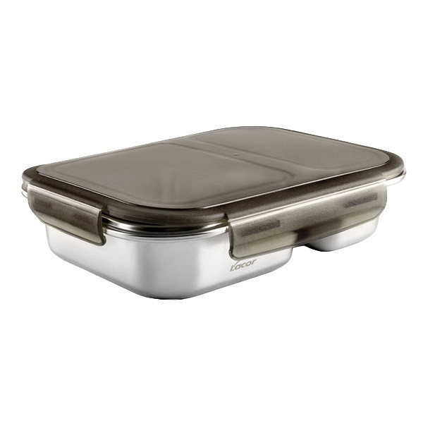 Boite de conservation rectangulaire double en inox avec couvercle &eacute;tanche Ecoinox